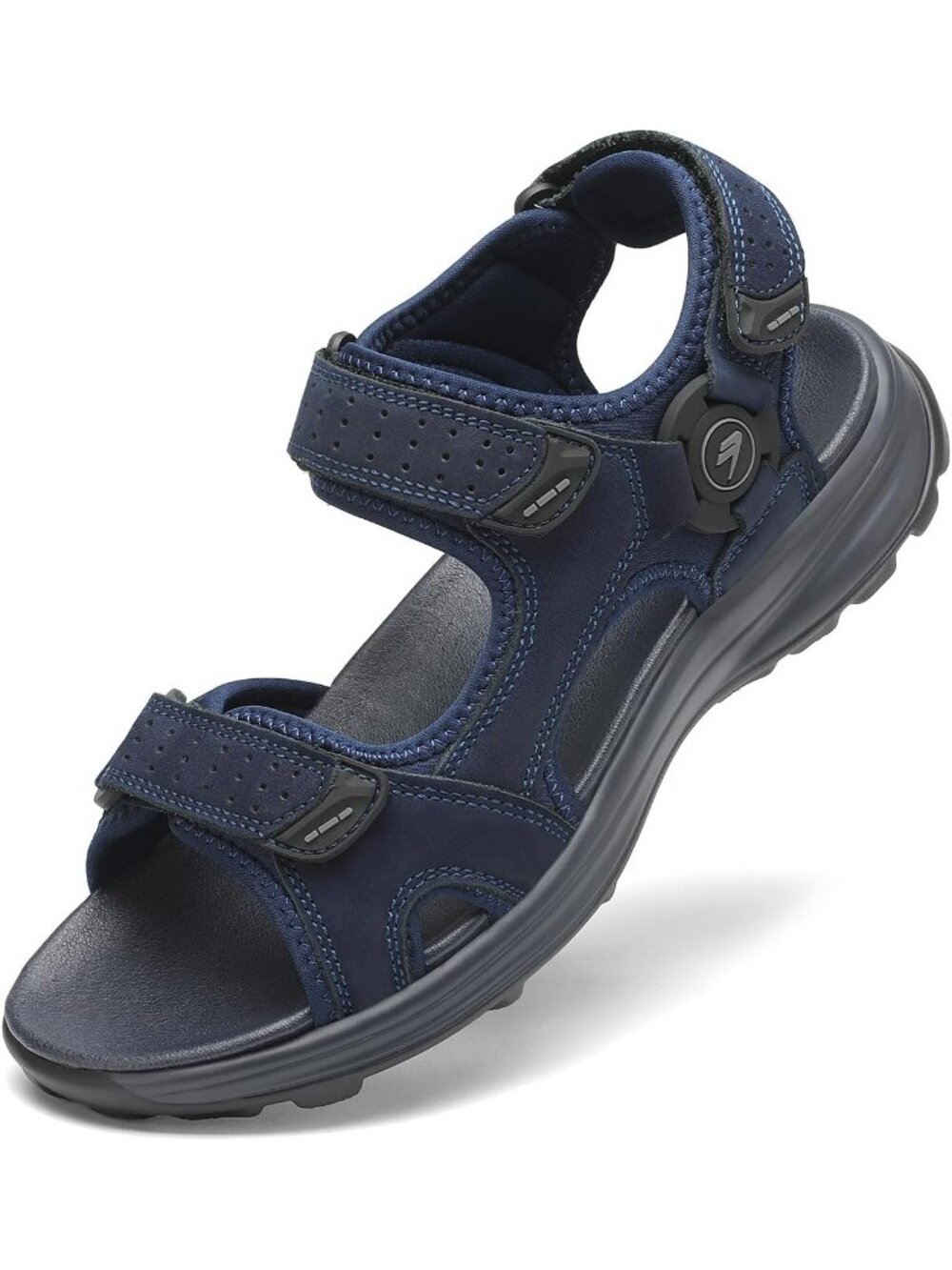 Men's Blue Athletic Hiking Open Toe Leather Walking Sport Sandals Shoes